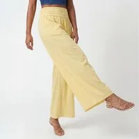 OriginalYou Haremshose Damen Flatterhose Baumwolle Sommerhose Leinen Optik Culotte Volant Middle Waist