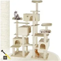 tectake Kratzbaum Katzenbaum Entissar 214 cm Diverse Farben, Vielseitig mit robusten Sisalstangen und Plüschoberfläche