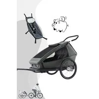 Croozer Fahrradkinderanhänger Kid Ellma 2 2in1 Kinderfahrradanhänger - Farbe: Moos Green, Für zwei Kinder, Anhänger und Buggy in einem