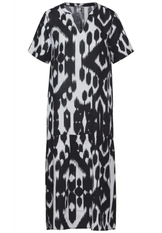 Street One - Leinenkleid mit Volants schwarz - Gr. - 36