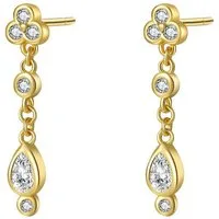 Hey Happiness Paar Ohrhänger Damen Dreieck Tropfen, Vergoldet 18K, Hängende Ohrstecker Ohrringe Silber 925, Brautschmuck