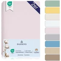 BARBONS Spannbettlaken 60x120 für Baby, Jersey Bettlaken Babybett, Kinderbett, (2 Stück), 100% Baumwolle
