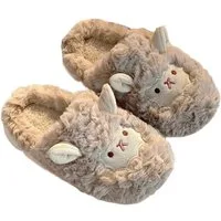 NEXORA Flauschige Hausschuhe mit Schaf-Motiv – Warme Plüsch Pantoffeln Damen Plüsch Hausschuhe kuschelige Hausschuhe im 3D-Design