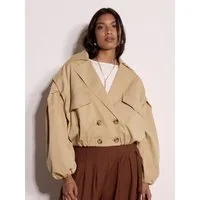 Apricot Kurzjacke Kurzer Trenchcoat mit auffälligen Knöpfen