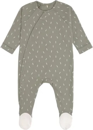 Lässig Pyjama GOTS mit Fuß 62/68 Speckles olive