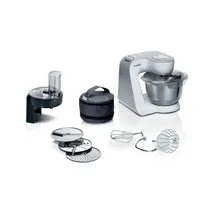 BOSCH Küchenmaschine Serie 4 MUM58210, Durchlaufschnitzler, 3 Scheiben, weiß, 1000 W, 3,9 l Schüssel, Edelstahl-Schüssel, Knethaken/Schlag-/Rührbesen, spülmaschinenfest