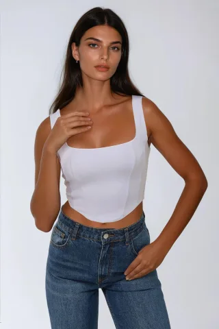 Eckiger Ausschnitt Enges Crop-Top