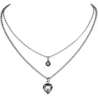 LUISIA® Kette mit Anhänger Doppel mit Edelweiß, Herz und Kristallen mit Swarovski® Elements (1-tlg., inkl. Schmuckbox)