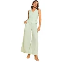 Love & Roses Stoffhose Love & Roses Leinenhose mit weitem Bein, Kurzgröße (1-tlg)