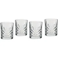 ECHTWERK Whiskyglas Tumbler Set ca. 330ml, 4-tlg., Glas, mit Schliffoptik und Reliefstruktur