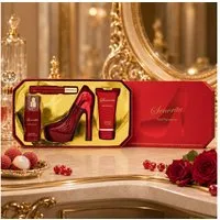 Fine Perfumery London Pflege-Geschenkset Senorita Red Flamenco 4-tlg. Damen Geschenkset Hergestellt in UK, 4-tlg., Angenehmer Duft, perfekt als Geschenk, attraktive Verpackung