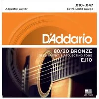 Daddario Saiten, EJ10 10-47 80/20 Bronze Extra Light - Westerngitarrensaiten