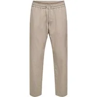 ONLY & SONS Schlupfhose ONSLINUS CROP 0007 COT LIN PNT NOOS Baumwolle mit Leinen, Gummizug und Kordel