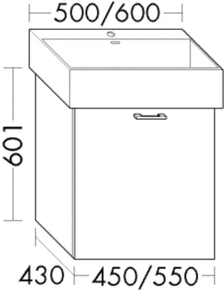 Burgbad Waschtischunterschrank Sys30 PG1 Aqua 601x450x430 Eiche Dekor Urban, WXXY045F5327 WXXY045F5327