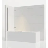 IMPTS Badewannenaufsatz Duschwand für Badewanne Faltwand Badewannenfaltwand, 6mm ESG Sicherheitsglas Glas, Duschwand für Badewanne 2 TLG. Faltwand Duschtrennwand
