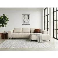 WERK2 Ecksofa Garay, XXL-Liegefläche: elektrisch ausziehbar auf ca. 228×126 cm, Luxus in Übergröße: XXL-Liegefläche, Komfort-Ottomane & stilvolle Füße