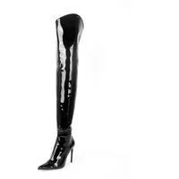 Fernando Berlin Stiletto extra spitz (Modell 560) Vinyl schwarz Overkneestiefel