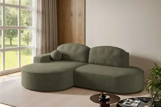 Ecksofa Schlafsofa Sofa GIRONA Stoff Arena Dunkelgrün Ottomane Links