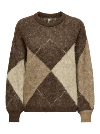 ONLY - ONLNOEME LIFE LS JQ O-NECK NOOS KNT Chestnut - Gr. - L