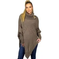 Mississhop Strickponcho Poncho Strick Sweatshirt Pullover Umhang Überwurf