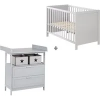roba® Babymöbel-Set Hamburg 2-teilig, (2-tlg), Beistellbett & schmale Wickelkommode