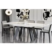 Endo-Moebel Esstisch Como Esstisch 130–210cm ausziehbar für 8 Personen, Tischbeine schwarz, Ausziehbar 130-210 cm (2x40 cm), Platte 36mm, 4 Beine, schwarz matt
