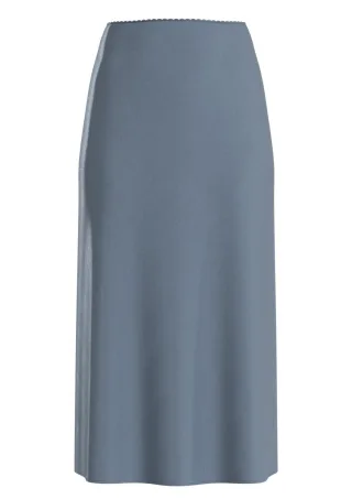 s.Oliver BLACK LABEL - Glänzender Satin-Midirock mit Elastikbund blau - Gr. - 42
