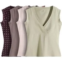 The Set V-Shirt The Set Tops mit gekreuztem V-Ausschnitt, 4er-Pack (4-tlg)