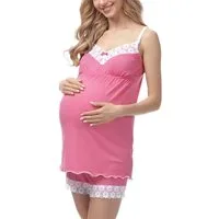 Be Mammy Umstandspyjama Damen Umstands Pyjama mit Stillfunktion BE20-143