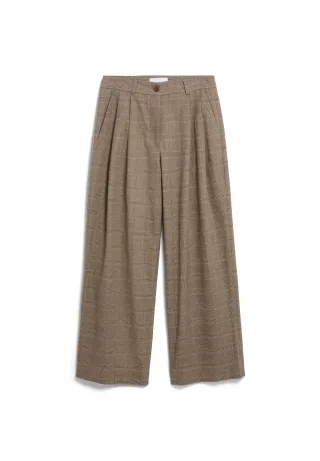 Armedangels - CHECK WIDE PLEATED PANT claystone - sand stone - Gr. - L