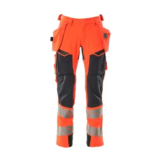 MASCOT Herren Hose mit Hängetaschen ACCELERATE SAFE Hi-vis Rot / Schwarzblau 47 - 19031-711-22210-82C47