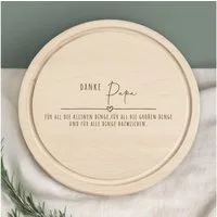 hellomini Frühstücksbrett Frühstücksbrettchen Rund Buche "Danke Papa" Geschenk zum Vatertag, Holz, (1-St), mit Gravur, Vatertagsspruch