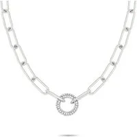 Tamaris Gliederkette Schmuck Geschenk Edelstahl Halskette mit Glitter Donut, mit Glasstein