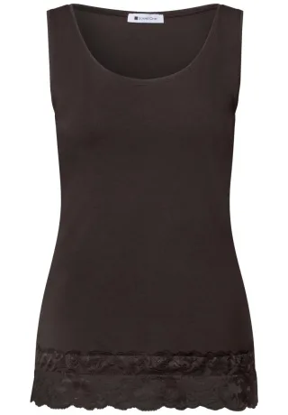 Street One - Top mit Spitzensaum braun - Gr. - 44