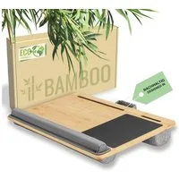 RICOO Laptoptisch Laptop-Kissen Laptop-Ständer mit Kabelführung Knietablett 55cm LA0035 (1-St., Laptop Tisch Bett Laptop Auflage Couch Laptop Zubehör Bambus Optik), Knietablett Notebook Halterung Schoßtablett Betttablett