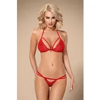 Obsessive Set: Bügel-BH BH Set rot mit String Dessous mit Spitze (Set)