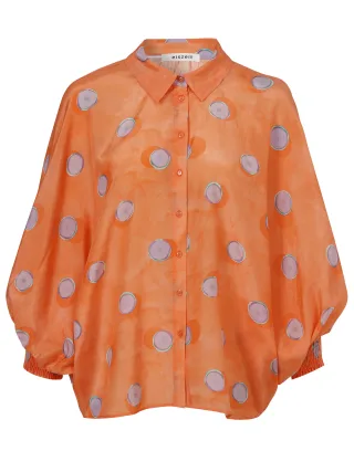 eiszeit - Bluse Hemdkragen 3/4 Arm Druck Fledermaus coral multicolor - Gr. - 52