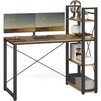 VASAGLE Schreibtisch Computertisch, 120 / 137,2 cm, mit Regalböden rechts oder links