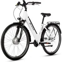 SAXXX E-Bike Cityrad 28 Zoll, max.90km, Federsattelstütze, Federgabel mit Lockout, V-Bremse, 7 Gang Shimano NEXUS Schaltwerk, Nabenschaltung, Frontmotor, 418 Wh, 5 Stufen, max. 130 kg, Pedelec, Elektrofahrrad für Damen und Herren