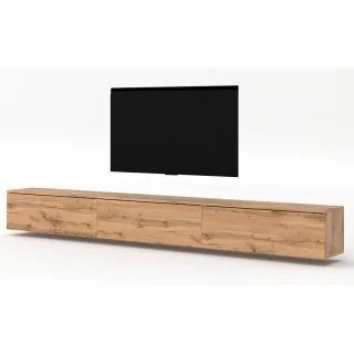 AX Living Lowboard, Braun, Kunststoff, Teilmassiv,Kiefer, Uni, Rechteckig, 300x34x32 cm, Hergestellt in Europa, FSC Mix, Reach, Pefc, Made in EU, Wohnzimmer, Wohnwände, Lowboards, Lowboards hängend