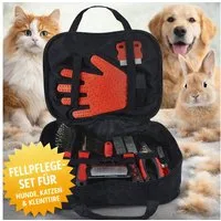 Koopman Fellpflege Tierpflegeset Haustierpflege Fellhandschuh Nagelschere Bürsten 9tlg, (Set, 9-St., Packung), Haustierset, Katze, Hund, Hase, Kleintiere