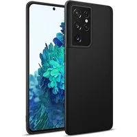 CoolGadget Handyhülle Handy Schutzhülle für Samsung Galaxy S21 Ultra matt schwarz 6,8 Zoll, Silikon TPU Hülle Schutz Tasche Cover schlicht Slim Case