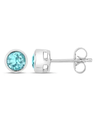 Vira Jewels Ohrstecker 925-Sterling Silber rhodiniert glänzend Apatit blau rund