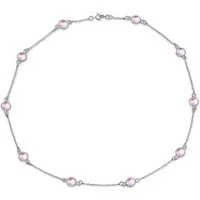 AILORIA Silberkette LAVANDE Halskette Pink Quarz (1-tlg), 925 Sterling Silver mit 10 Edelsteinen