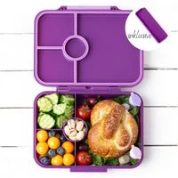 LEKKABOX Lunchbox Bentobox Brotdose, 4 Fächer - Kinder Vesperdose Brotbüchse Brotbox, Für feuchte Lebensmittel auslaufsicher, inkl. extra Trenner