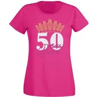 G-graphics T-Shirt 50 – Birthday Queen Slim-fit Damen T-Shirt mit Motiv zum Geburtstag