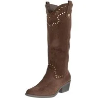 Salinyang Damen Cowboy Boots Kniehoch in Wildlederoptik mit Nieten Stiefel