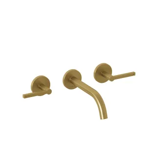 KLUDI NOVA FONTE 3-Loch-Waschtisch PURISTIC Unterputz-Wandarmatur 180 mm Brushed Gold 20144N015