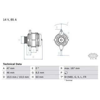 Bosch Lichtmaschine 85A Mitsubishi Colt Smart Forfour