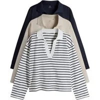 The Set Langarmshirt The Set Schwere Rugby-Langarmshirts, 3er-Pack (3-tlg)